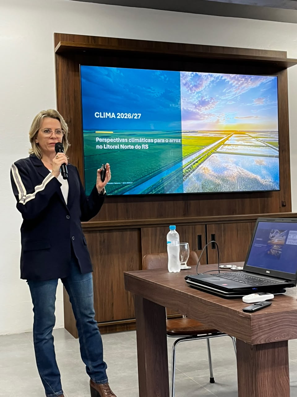 Cátia Pires Valente apresenta o prognóstico climático para a safra de arroz 2026/2027.